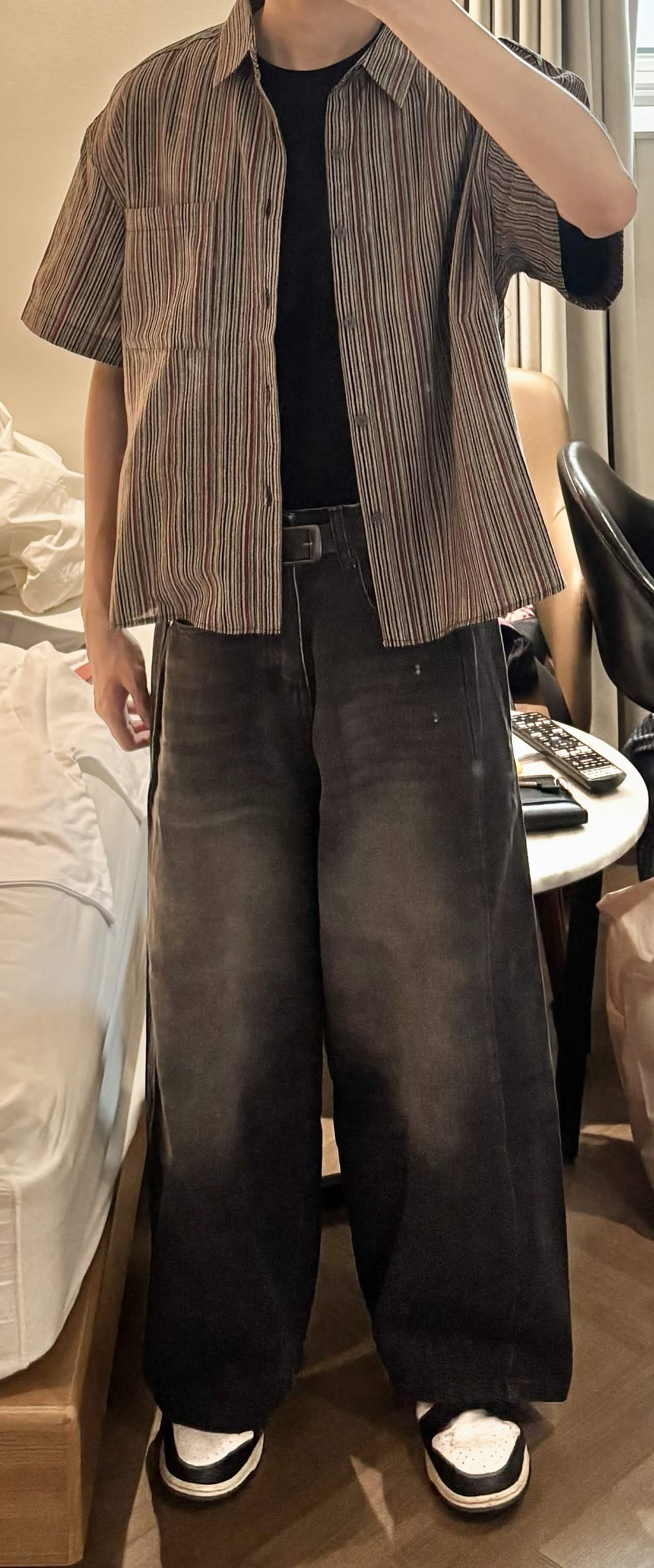 條紋短袖短款半袖襯衫