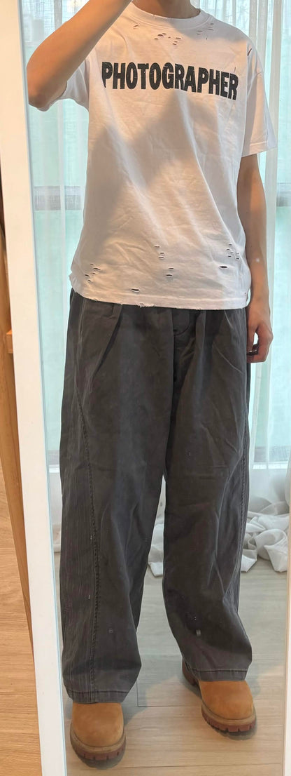 側點印花寬彈性腰褲