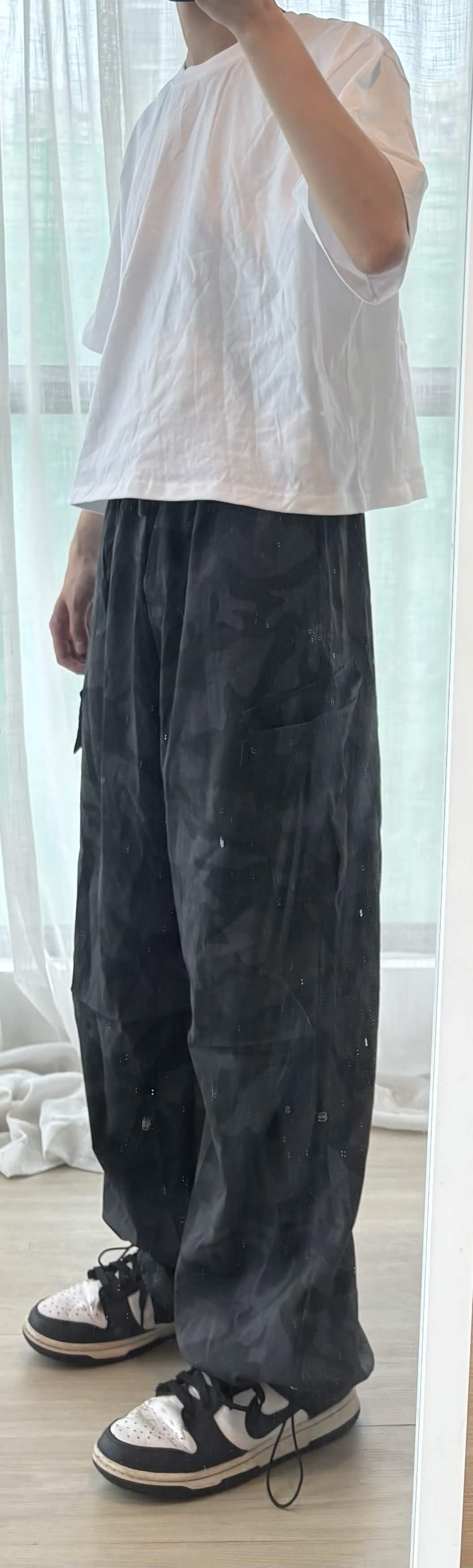 尼龍工裝褲 鬆緊腰帶