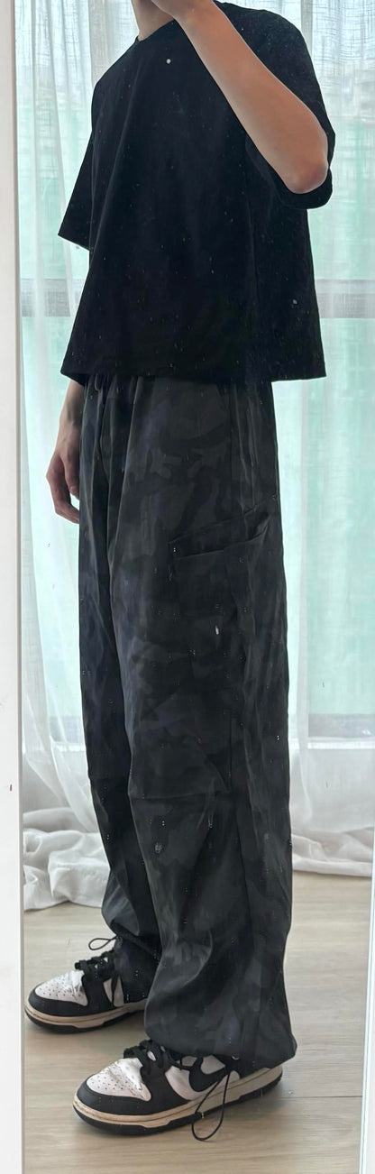 尼龍工裝褲 鬆緊腰帶